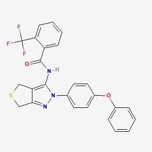 molecular formula C25H18F3N3O2S B2431212 N-(2-(4-phenoxyphenyl)-4,6-dihydro-2H-thieno[3,4-c]pyrazol-3-yl)-2-(trifluoromethyl)benzamide CAS No. 396721-13-4