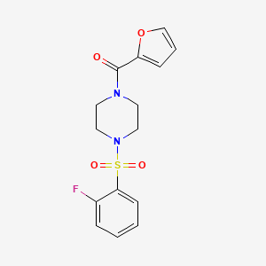 molecular formula C15H15FN2O4S B2431214 1-(2-Fluorobenzenesulfonyl)-4-(furan-2-carbonyl)piperazine CAS No. 670272-48-7
