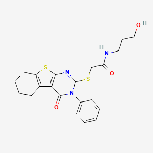 N-(3-hydroxypropyl)-2-[(4-oxo-3-phenyl-5,6,7,8-tetrahydro-[1]benzothiolo[2,3-d]pyrimidin-2-yl)sulfanyl]acetamide