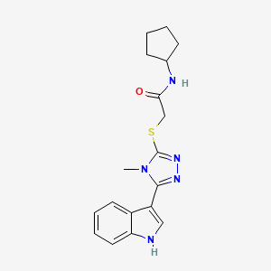 molecular formula C18H21N5OS B2431217 2-((5-(1H-indol-3-yl)-4-methyl-4H-1,2,4-triazol-3-yl)thio)-N-cyclopentylacetamide CAS No. 831232-52-1