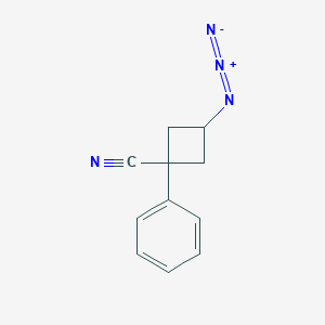 molecular formula C11H10N4 B2431221 3-Azido-1-phenylcyclobutane-1-carbonitrile CAS No. 2137093-06-0