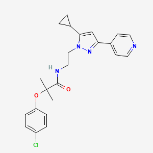 B2431230 2-(4-chlorophenoxy)-N-(2-(5-cyclopropyl-3-(pyridin-4-yl)-1H-pyrazol-1-yl)ethyl)-2-methylpropanamide CAS No. 1797673-32-5