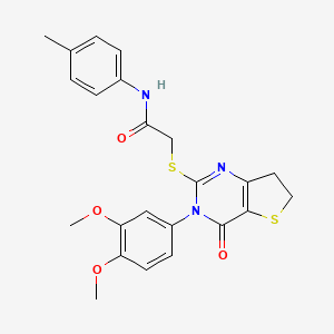 molecular formula C23H23N3O4S2 B2431244 2-((3-(3,4-二甲氧苯基)-4-氧代-3,4,6,7-四氢噻吩并[3,2-d]嘧啶-2-基)硫代)-N-(对甲苯基)乙酰胺 CAS No. 877655-68-0