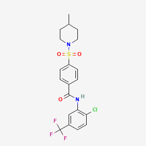 molecular formula C20H20ClF3N2O3S B2431247 N-(2-chloro-5-(trifluoromethyl)phenyl)-4-((4-methylpiperidin-1-yl)sulfonyl)benzamide CAS No. 683765-14-2
