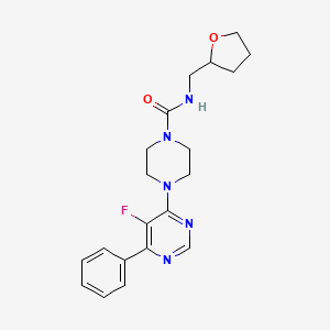 molecular formula C20H24FN5O2 B2431254 4-(5-Fluoro-6-phenylpyrimidin-4-yl)-N-(oxolan-2-ylmethyl)piperazine-1-carboxamide CAS No. 2380167-15-5