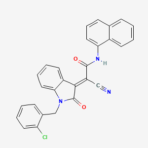 (2E)-2-[1-[(2-Chlorophenyl)methyl]-2-oxoindol-3-ylidene]-2-cyano-N-naphthalen-1-ylacetamide