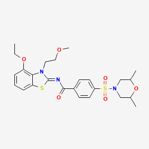molecular formula C25H31N3O6S2 B2431262 (Z)-4-((2,6-二甲基吗啉)磺酰基)-N-(4-乙氧基-3-(2-甲氧基乙基)苯并[d]噻唑-2(3H)-亚甲基)苯甲酰胺 CAS No. 1321729-10-5