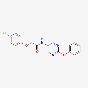 molecular formula C18H14ClN3O3 B2431268 2-(4-氯苯氧基)-N-(2-苯氧基嘧啶-5-基)乙酰胺 CAS No. 1396714-24-1