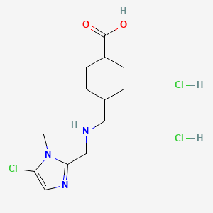 molecular formula C13H22Cl3N3O2 B2431274 4-[[(5-氯-1-甲基咪唑-2-基)甲基氨基]甲基]环己烷-1-羧酸;二盐酸盐 CAS No. 2248199-98-4