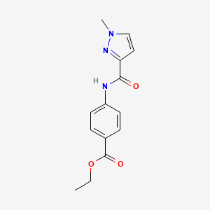 molecular formula C14H15N3O3 B2431278 ethyl 4-(1-methyl-1H-pyrazole-3-carboxamido)benzoate CAS No. 401474-93-9