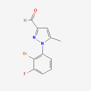 molecular formula C11H8BrFN2O B2431284 1-(2-Bromo-3-fluorophenyl)-5-methylpyrazole-3-carbaldehyde CAS No. 2248414-25-5