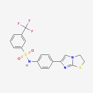 molecular formula C18H14F3N3O2S2 B2431289 N-(4-(2,3-二氢咪唑并[2,1-b]噻唑-6-基)苯基)-3-(三氟甲基)苯磺酰胺 CAS No. 893985-42-7