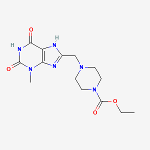 molecular formula C14H20N6O4 B2431296 Ethyl 4-[(3-methyl-2,6-dioxo-7H-purin-8-yl)methyl]piperazine-1-carboxylate CAS No. 868143-70-8