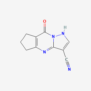 molecular formula C10H8N4O B2431297 8-hydroxy-6,7-dihydro-5H-cyclopenta[d]pyrazolo[1,5-a]pyrimidine-3-carbonitrile CAS No. 362596-40-5