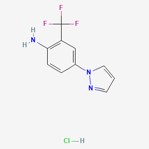 molecular formula C10H9ClF3N3 B2431304 4-(1H-pyrazol-1-yl)-2-(trifluoromethyl)aniline hydrochloride CAS No. 1172562-08-1