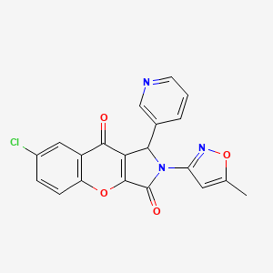 molecular formula C20H12ClN3O4 B2431315 7-Chloro-2-(5-methylisoxazol-3-yl)-1-(pyridin-3-yl)-1,2-dihydrochromeno[2,3-c]pyrrole-3,9-dione CAS No. 874396-84-6