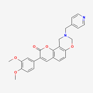 molecular formula C25H22N2O5 B2431319 3-(3,4-dimethoxyphenyl)-9-(pyridin-4-ylmethyl)-9,10-dihydrochromeno[8,7-e][1,3]oxazin-2(8H)-one CAS No. 951983-46-3