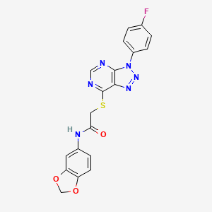 molecular formula C19H13FN6O3S B2431344 N-(benzo[d][1,3]dioxol-5-yl)-2-((3-(4-fluorophenyl)-3H-[1,2,3]triazolo[4,5-d]pyrimidin-7-yl)thio)acetamide CAS No. 863460-13-3