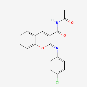molecular formula C18H13ClN2O3 B2431356 (2Z)-N-acetyl-2-[(4-chlorophenyl)imino]-2H-chromene-3-carboxamide CAS No. 326913-57-9