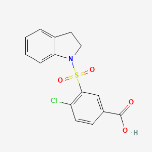 molecular formula C15H12ClNO4S B2431387 4-Chloro-3-(2,3-dihydro-indole-1-sulfonyl)-benzoic acid CAS No. 380342-93-8