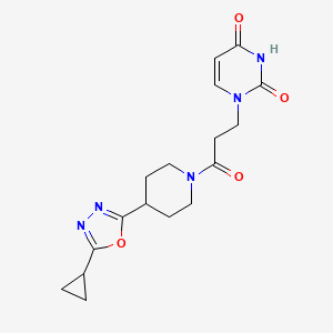 1-(3-(4-(5-cyclopropyl-1,3,4-oxadiazol-2-yl)piperidin-1-yl)-3-oxopropyl)pyrimidine-2,4(1H,3H)-dione