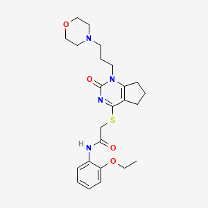 molecular formula C24H32N4O4S B2431392 N-(2-ethoxyphenyl)-2-((1-(3-morpholinopropyl)-2-oxo-2,5,6,7-tetrahydro-1H-cyclopenta[d]pyrimidin-4-yl)thio)acetamide CAS No. 898451-13-3