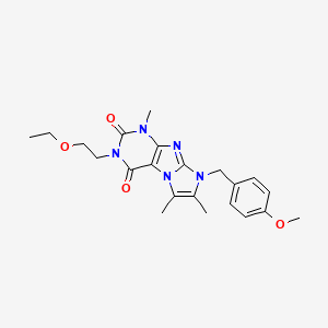 molecular formula C22H27N5O4 B2431397 2-(2-Ethoxyethyl)-6-[(4-methoxyphenyl)methyl]-4,7,8-trimethylpurino[7,8-a]imidazole-1,3-dione CAS No. 876902-55-5