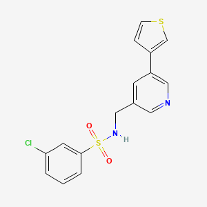 3-chloro-N-((5-(thiophen-3-yl)pyridin-3-yl)methyl)benzenesulfonamide