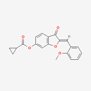 molecular formula C20H16O5 B2431409 (Z)-2-(2-甲氧基亚苄基)-3-氧代-2,3-二氢苯并呋喃-6-基环丙烷羧酸酯 CAS No. 848279-06-1