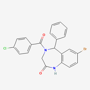 molecular formula C22H16BrClN2O2 B2431410 7-bromo-4-(4-chlorobenzoyl)-5-phenyl-4,5-dihydro-1H-benzo[e][1,4]diazepin-2(3H)-one CAS No. 312606-26-1