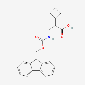 molecular formula C22H23NO4 B2431411 2-Cyclobutyl-3-(9H-fluoren-9-ylmethoxycarbonylamino)propanoic acid CAS No. 2138392-14-8