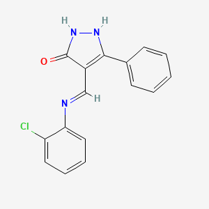 molecular formula C16H12ClN3O B2431421 4-[(2-chloroanilino)methylene]-5-phenyl-2,4-dihydro-3H-pyrazol-3-one CAS No. 338975-60-3