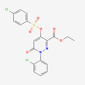 molecular formula C19H14Cl2N2O6S B2431424 1-(2-氯苯基)-4-(((4-氯苯基)磺酰)氧基)-6-氧代-1,6-二氢吡啶嗪-3-羧酸乙酯 CAS No. 899991-60-7