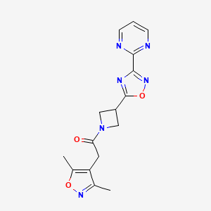 molecular formula C16H16N6O3 B2431426 2-(3,5-Dimethylisoxazol-4-yl)-1-(3-(3-(pyrimidin-2-yl)-1,2,4-oxadiazol-5-yl)azetidin-1-yl)ethanone CAS No. 1325701-83-4