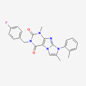 molecular formula C23H20FN5O2 B2431438 3-(4-氟苄基)-1,7-二甲基-8-(邻甲苯基)-1H-咪唑并[2,1-f]嘌呤-2,4(3H,8H)-二酮 CAS No. 877643-54-4