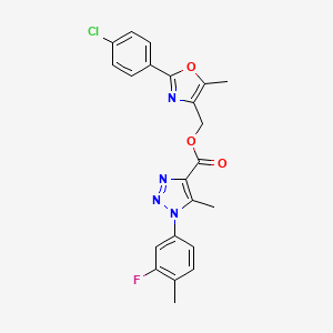 molecular formula C22H18ClFN4O3 B2431443 [2-(4-chlorophenyl)-5-methyl-1,3-oxazol-4-yl]methyl 1-(3-fluoro-4-methylphenyl)-5-methyl-1H-1,2,3-triazole-4-carboxylate CAS No. 1223929-53-0