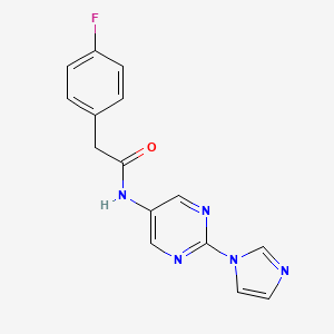 molecular formula C15H12FN5O B2431471 N-(2-(1H-咪唑-1-基)嘧啶-5-基)-2-(4-氟苯基)乙酰胺 CAS No. 1421457-44-4
