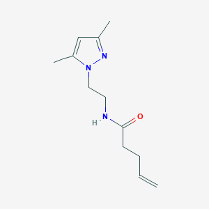 molecular formula C12H19N3O B2431502 N-(2-(3,5-二甲基-1H-吡唑-1-基)乙基)戊-4-烯酰胺 CAS No. 1235307-51-3