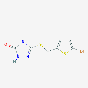 molecular formula C8H8BrN3OS2 B2431522 3-[(5-bromothiophen-2-yl)methylsulfanyl]-4-methyl-1H-1,2,4-triazol-5-one CAS No. 1248942-93-9