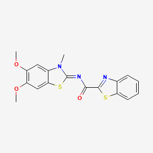 molecular formula C18H15N3O3S2 B2431537 (Z)-N-(5,6-dimethoxy-3-methylbenzo[d]thiazol-2(3H)-ylidene)benzo[d]thiazole-2-carboxamide CAS No. 895457-48-4