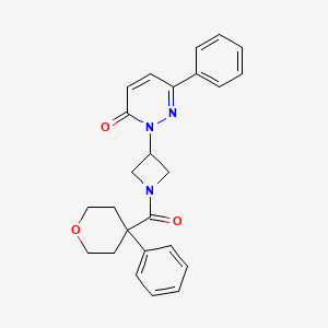 molecular formula C25H25N3O3 B2431553 6-Phenyl-2-[1-(4-phenyloxane-4-carbonyl)azetidin-3-yl]pyridazin-3-one CAS No. 2380183-03-7
