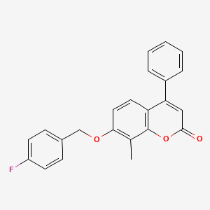 molecular formula C23H17FO3 B2431555 7-((4-fluorobenzyl)oxy)-8-methyl-4-phenyl-2H-chromen-2-one CAS No. 329704-13-4