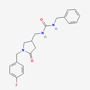 molecular formula C20H22FN3O2 B2431557 1-Benzyl-3-((1-(4-fluorobenzyl)-5-oxopyrrolidin-3-yl)methyl)urea CAS No. 946220-45-7