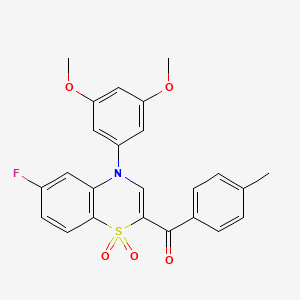 molecular formula C24H20FNO5S B2431560 [4-(3,5-dimethoxyphenyl)-6-fluoro-1,1-dioxido-4H-1,4-benzothiazin-2-yl](4-methylphenyl)methanone CAS No. 1114650-57-5