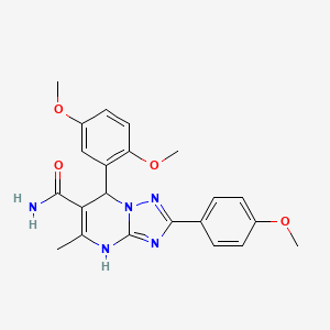 molecular formula C22H23N5O4 B2431572 7-(2,5-Dimethoxyphenyl)-2-(4-methoxyphenyl)-5-methyl-4,7-dihydro-[1,2,4]triazolo[1,5-a]pyrimidine-6-carboxamide CAS No. 538318-30-8