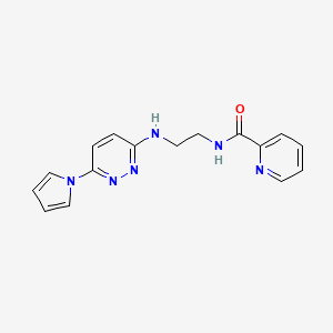 molecular formula C16H16N6O B2431598 N-(2-((6-(1H-吡咯-1-基)吡哒嗪-3-基)氨基)乙基)吡啶甲酰胺 CAS No. 1396760-82-9