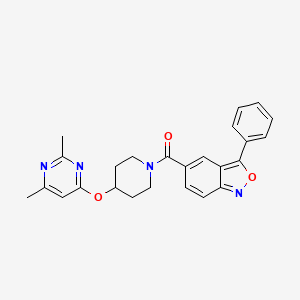 molecular formula C25H24N4O3 B2431608 (4-((2,6-Dimethylpyrimidin-4-yl)oxy)piperidin-1-yl)(3-phenylbenzo[c]isoxazol-5-yl)methanone CAS No. 2034559-49-2