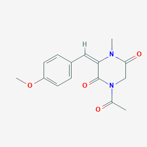 molecular formula C15H16N2O4 B2431609 (3E)-1-acetyl-3-[(4-methoxyphenyl)methylidene]-4-methylpiperazine-2,5-dione CAS No. 338416-26-5