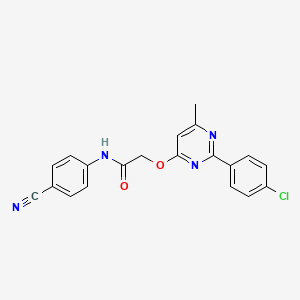 molecular formula C20H15ClN4O2 B2431643 2-{[2-(4-chlorophenyl)-6-methylpyrimidin-4-yl]oxy}-N-(4-cyanophenyl)acetamide CAS No. 1251694-33-3