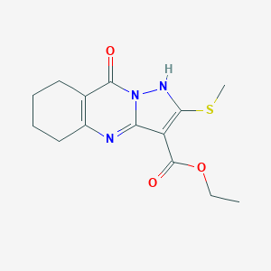 molecular formula C14H17N3O3S B243165 Ethyl 2-(methylsulfanyl)-9-oxo-4,5,6,7,8,9-hexahydropyrazolo[5,1-b]quinazoline-3-carboxylate 